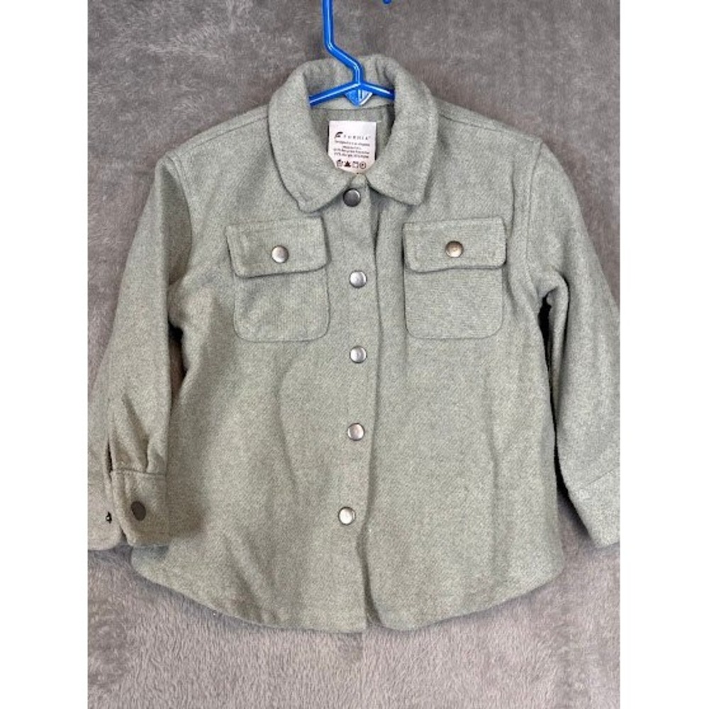 Fornia Kids Sage Green Snap Button Shacket Jacket Size 4T Recycled Fabric‎